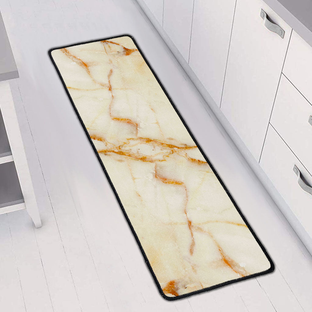 Sugar Brown Marble Print Long Kitchen Mat