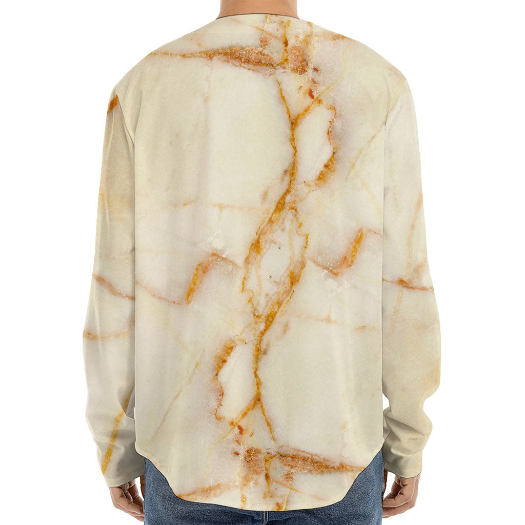 Sugar Brown Marble Print Long Sleeve Baseball Jersey