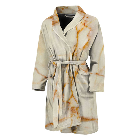 Sugar Brown Marble Print Men's Bathrobe