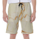 Sugar Brown Marble Print Men's Beach Shorts