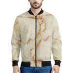 Sugar Brown Marble Print Men's Bomber Jacket