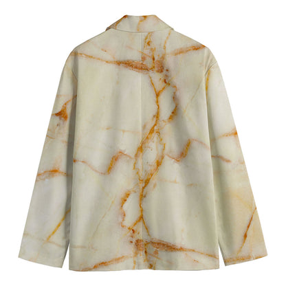 Sugar Brown Marble Print Men's Cotton Blazer