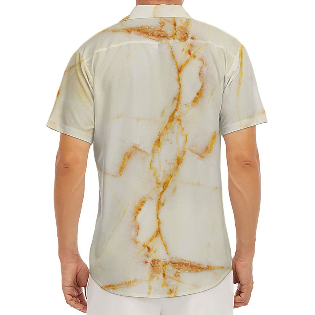 Sugar Brown Marble Print Men's Deep V-Neck Shirt