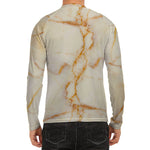 Sugar Brown Marble Print Men's Long Sleeve Rash Guard