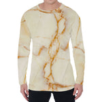 Sugar Brown Marble Print Men's Long Sleeve T-Shirt