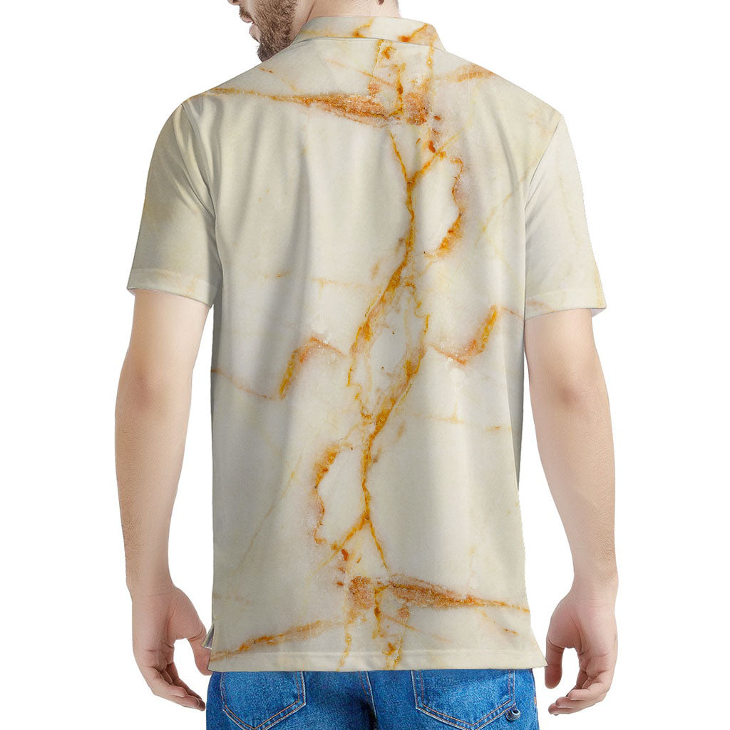 Sugar Brown Marble Print Men's Polo Shirt