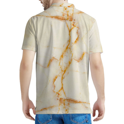 Sugar Brown Marble Print Men's Polo Shirt