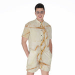 Sugar Brown Marble Print Men's Rompers