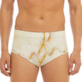 Sugar Brown Marble Print Men's Triangle Swim Briefs