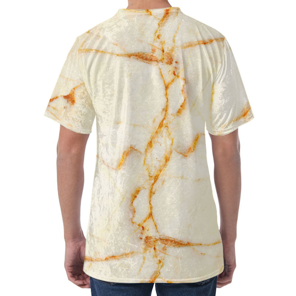 Sugar Brown Marble Print Men's Velvet T-Shirt