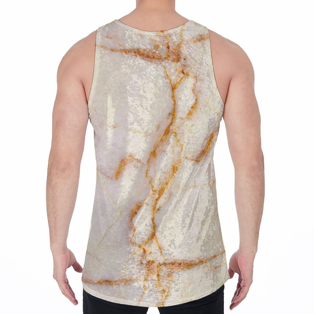 Sugar Brown Marble Print Men's Velvet Tank Top