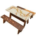Sugar Brown Marble Print Picnic Table Cover