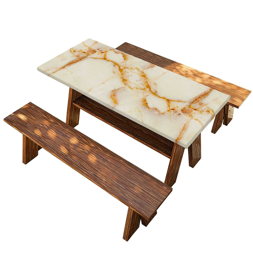 Sugar Brown Marble Print Picnic Table Cover