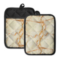 Sugar Brown Marble Print Pot Holders With Pocket