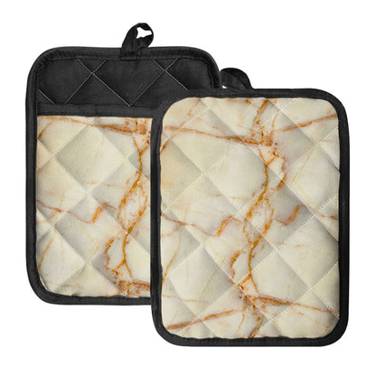 Sugar Brown Marble Print Pot Holders With Pocket