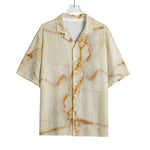 Sugar Brown Marble Print Rayon Hawaiian Shirt