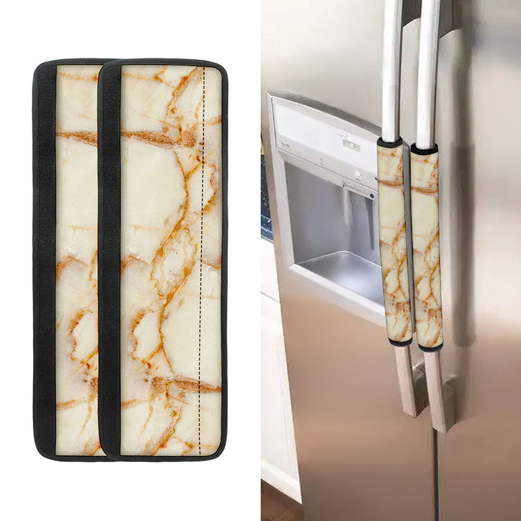 Sugar Brown Marble Print Refrigerator Handle Covers