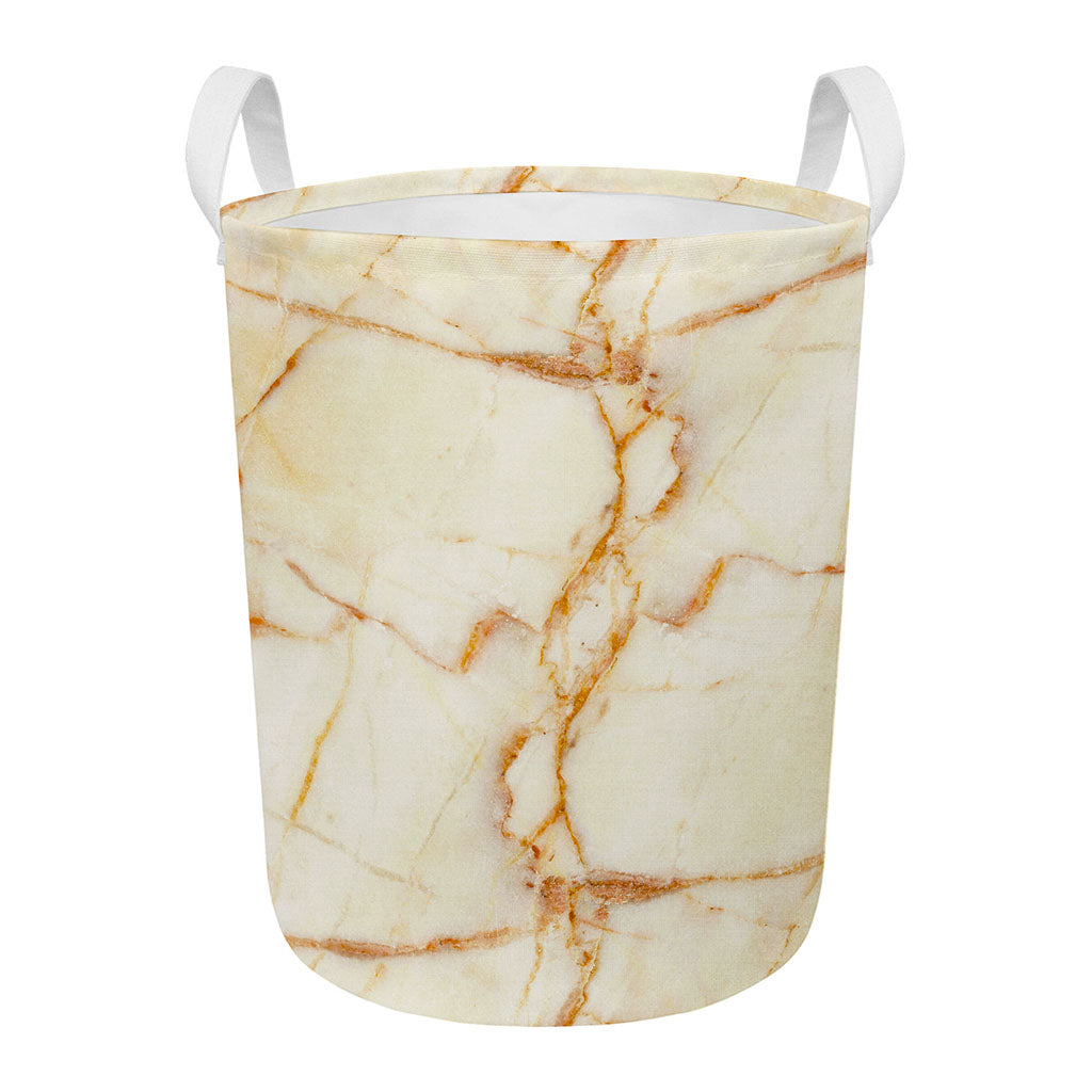 Sugar Brown Marble Print Round Laundry Basket