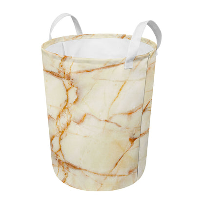 Sugar Brown Marble Print Round Laundry Basket