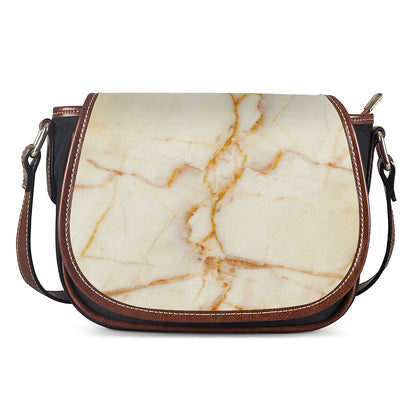 Sugar Brown Marble Print Saddle Bag
