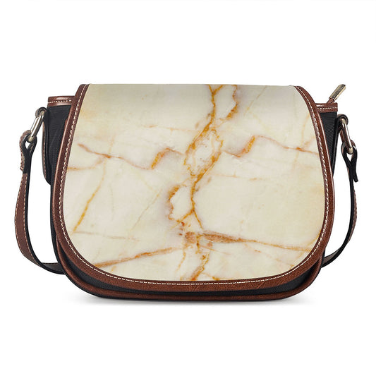 Sugar Brown Marble Print Saddle Bag
