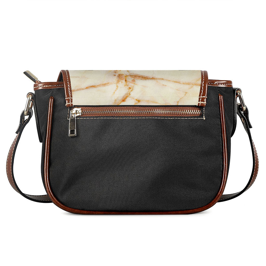 Sugar Brown Marble Print Saddle Bag