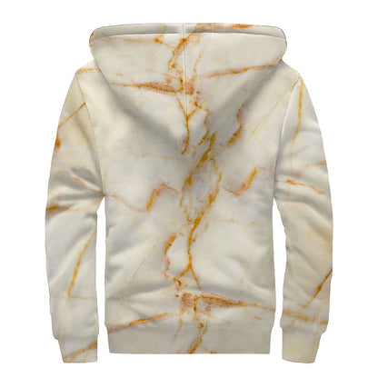 Sugar Brown Marble Print Sherpa Lined Zip Up Hoodie