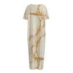 Sugar Brown Marble Print Short Sleeve Long Nightdress