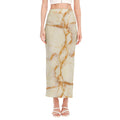 Sugar Brown Marble Print Side Slit Maxi Skirt