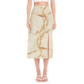 Sugar Brown Marble Print Side Slit Midi Skirt