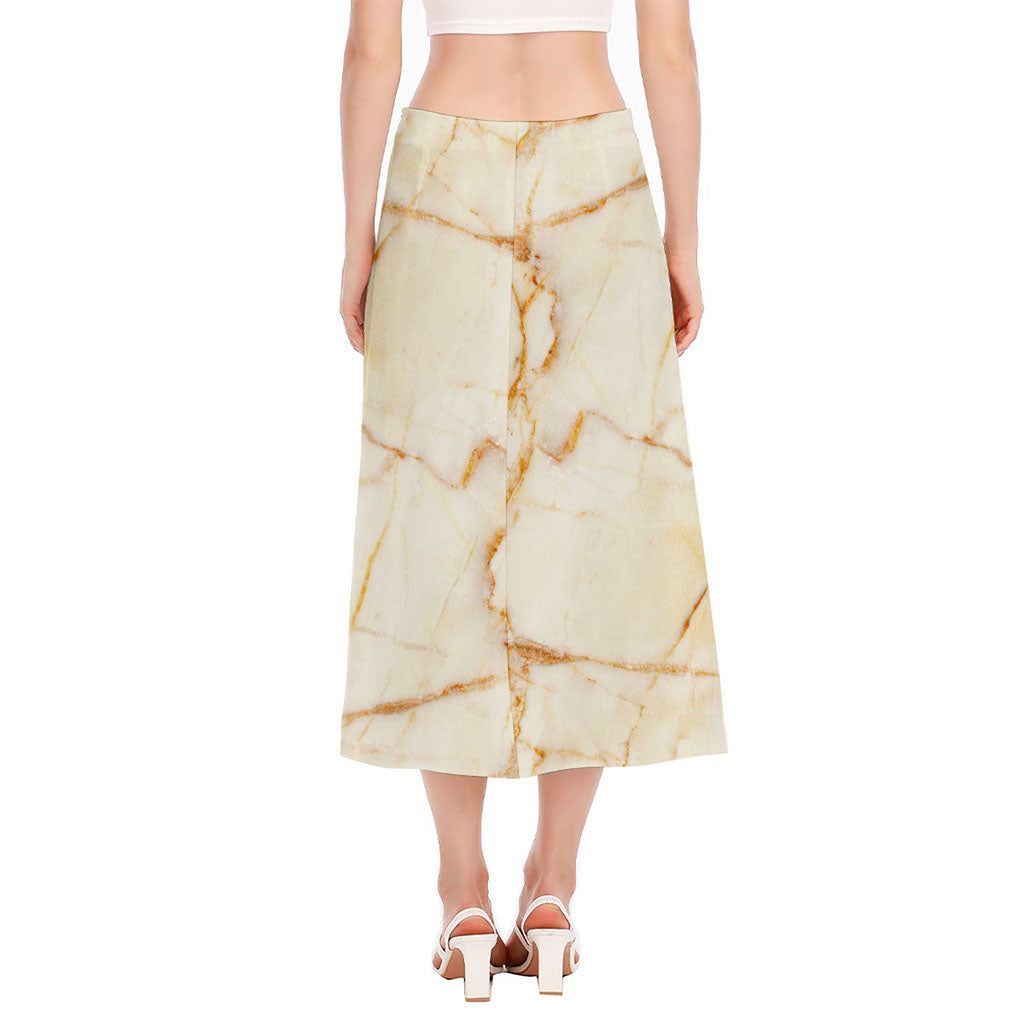 Sugar Brown Marble Print Side Slit Midi Skirt