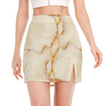 Sugar Brown Marble Print Side Slit Mini Skirt