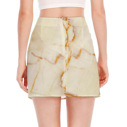 Sugar Brown Marble Print Side Slit Mini Skirt