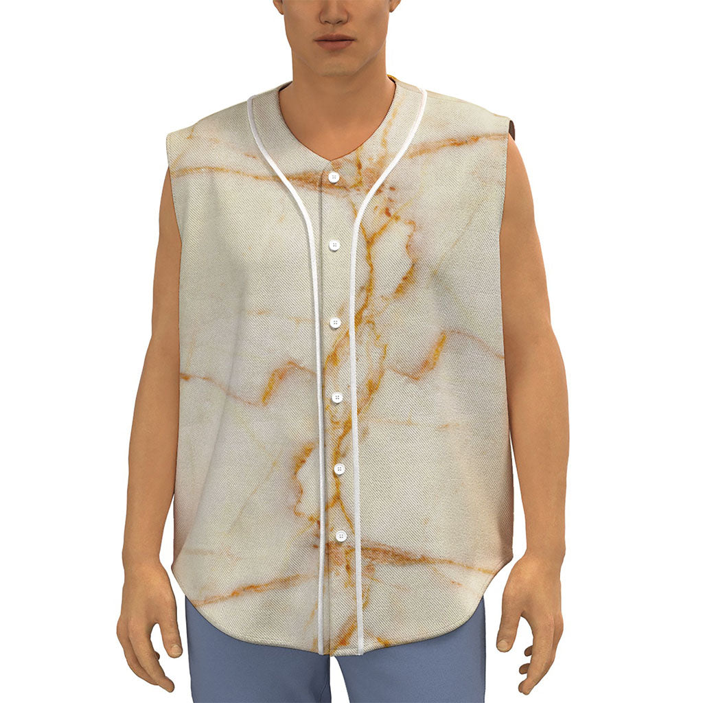 Sugar Brown Marble Print Sleeveless Baseball Jersey