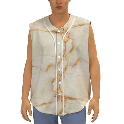 Sugar Brown Marble Print Sleeveless Baseball Jersey