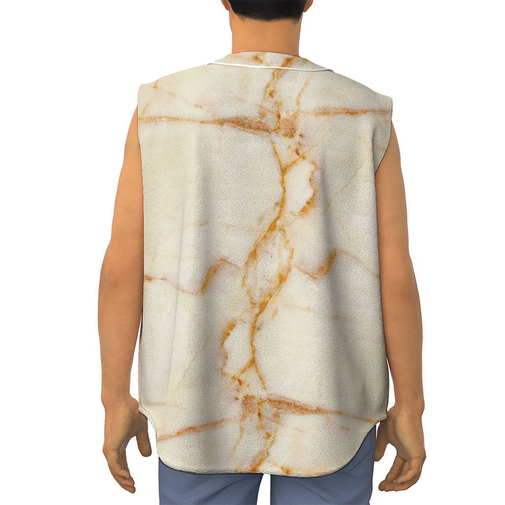 Sugar Brown Marble Print Sleeveless Baseball Jersey