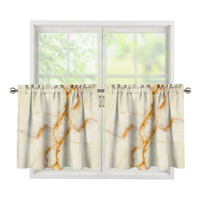 Sugar Brown Marble Print Tier Curtains