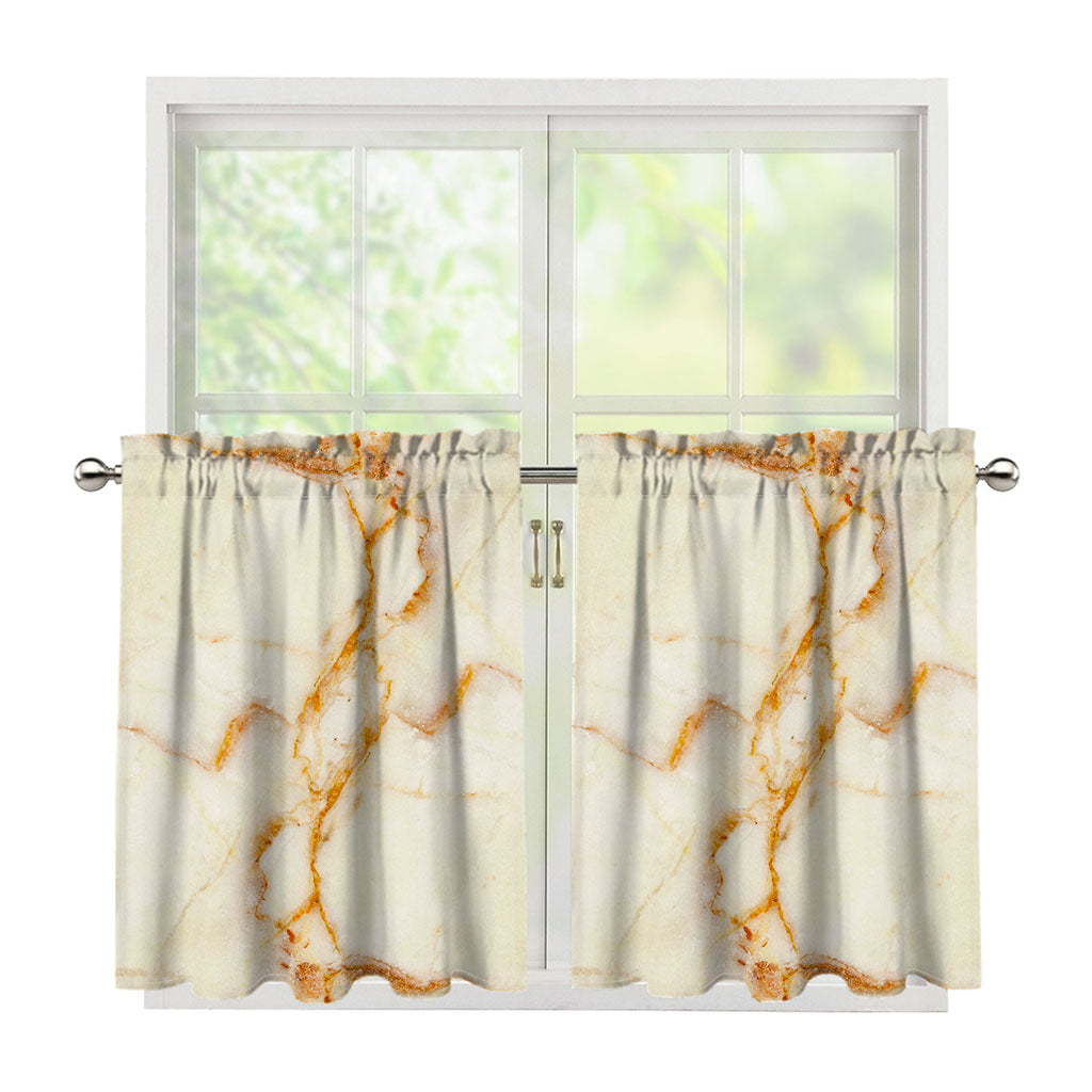 Sugar Brown Marble Print Tier Curtains