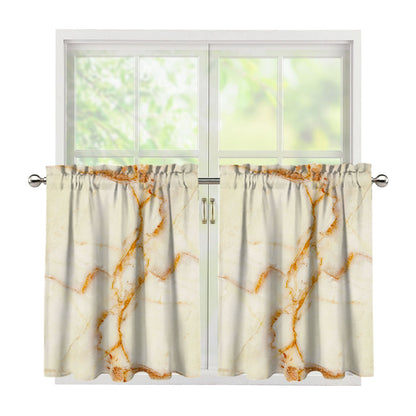 Sugar Brown Marble Print Tier Curtains