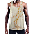 Sugar Brown Marble Print Men's Workout Tank Top