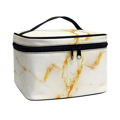 Sugar Brown Marble Print Travel Makeup Bag