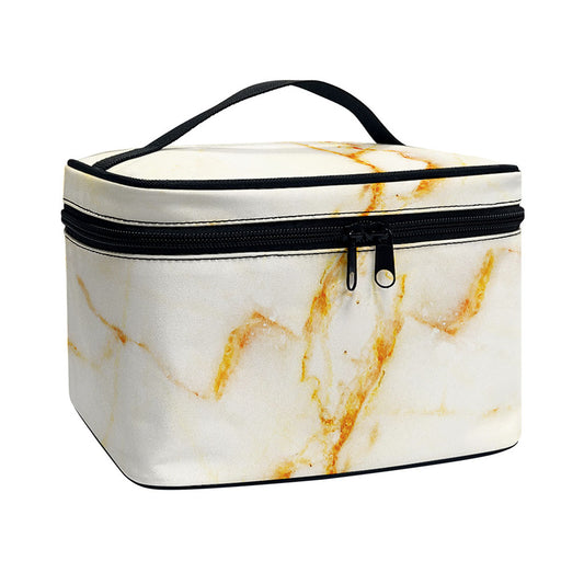 Sugar Brown Marble Print Travel Makeup Bag
