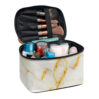 Sugar Brown Marble Print Travel Makeup Bag