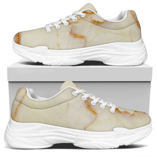 Sugar Brown Marble Print White Chunky Shoes