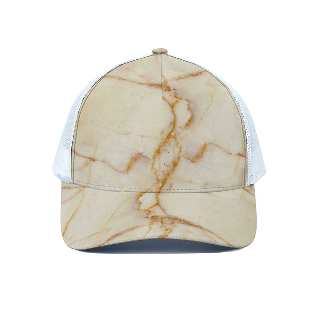 Sugar Brown Marble Print White Mesh Trucker Cap