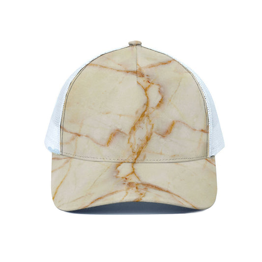 Sugar Brown Marble Print White Mesh Trucker Cap
