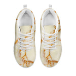 Sugar Brown Marble Print White Running Shoes
