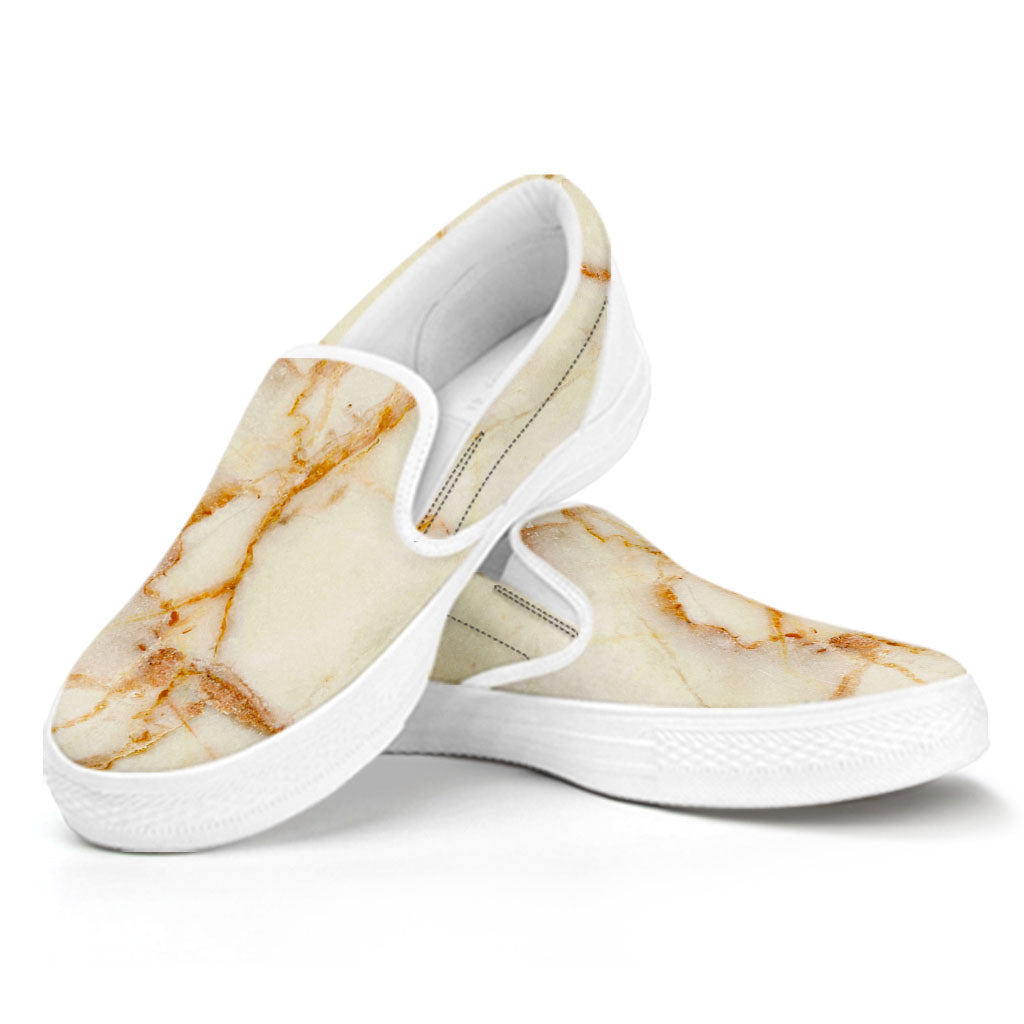 Sugar Brown Marble Print White Slip On Sneakers