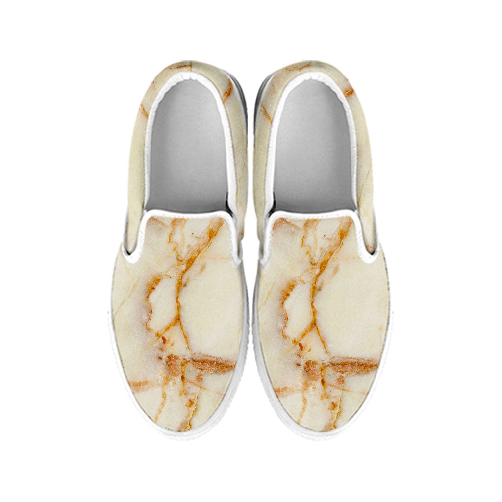 Sugar Brown Marble Print White Slip On Sneakers