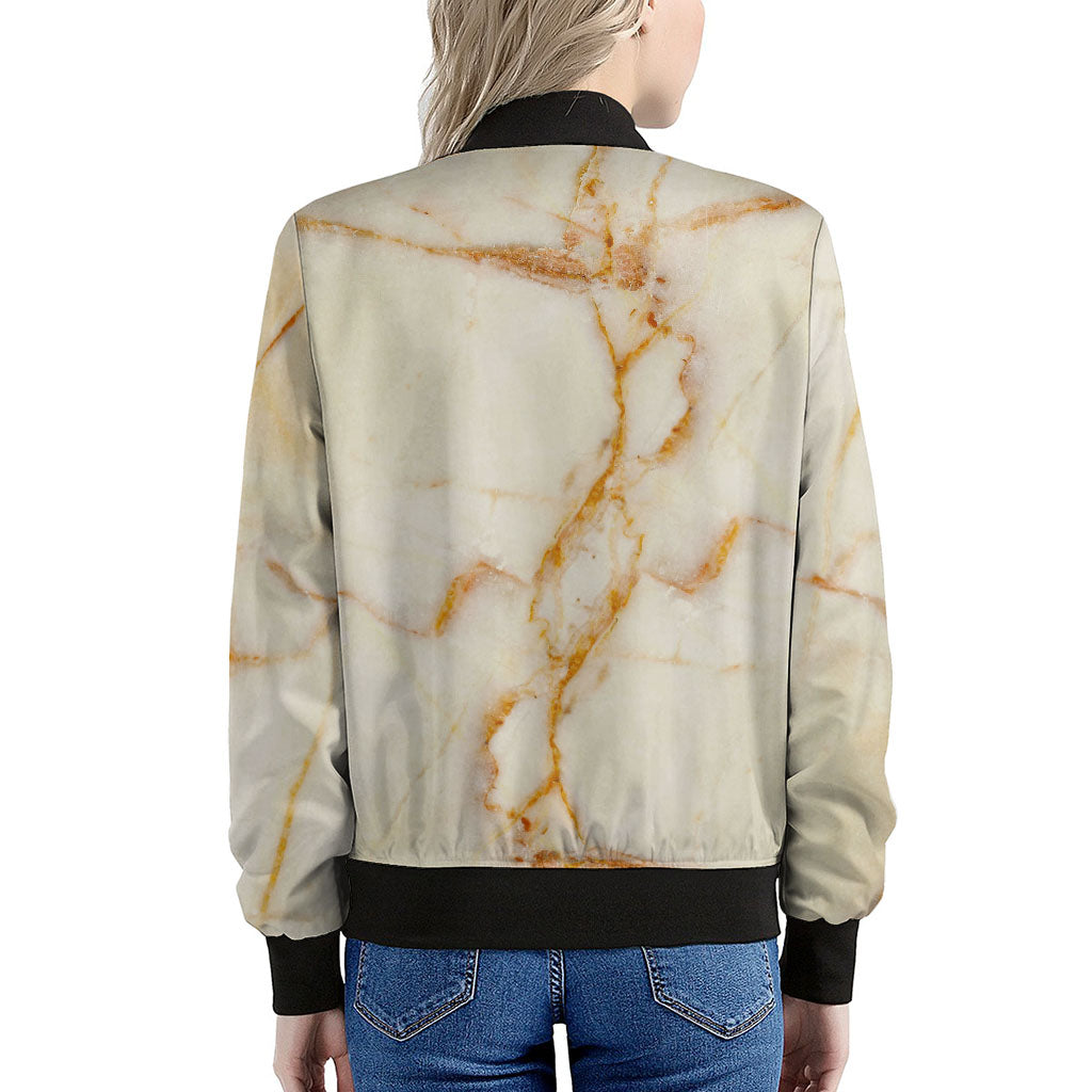 Sugar Brown Marble Print Women's Bomber Jacket